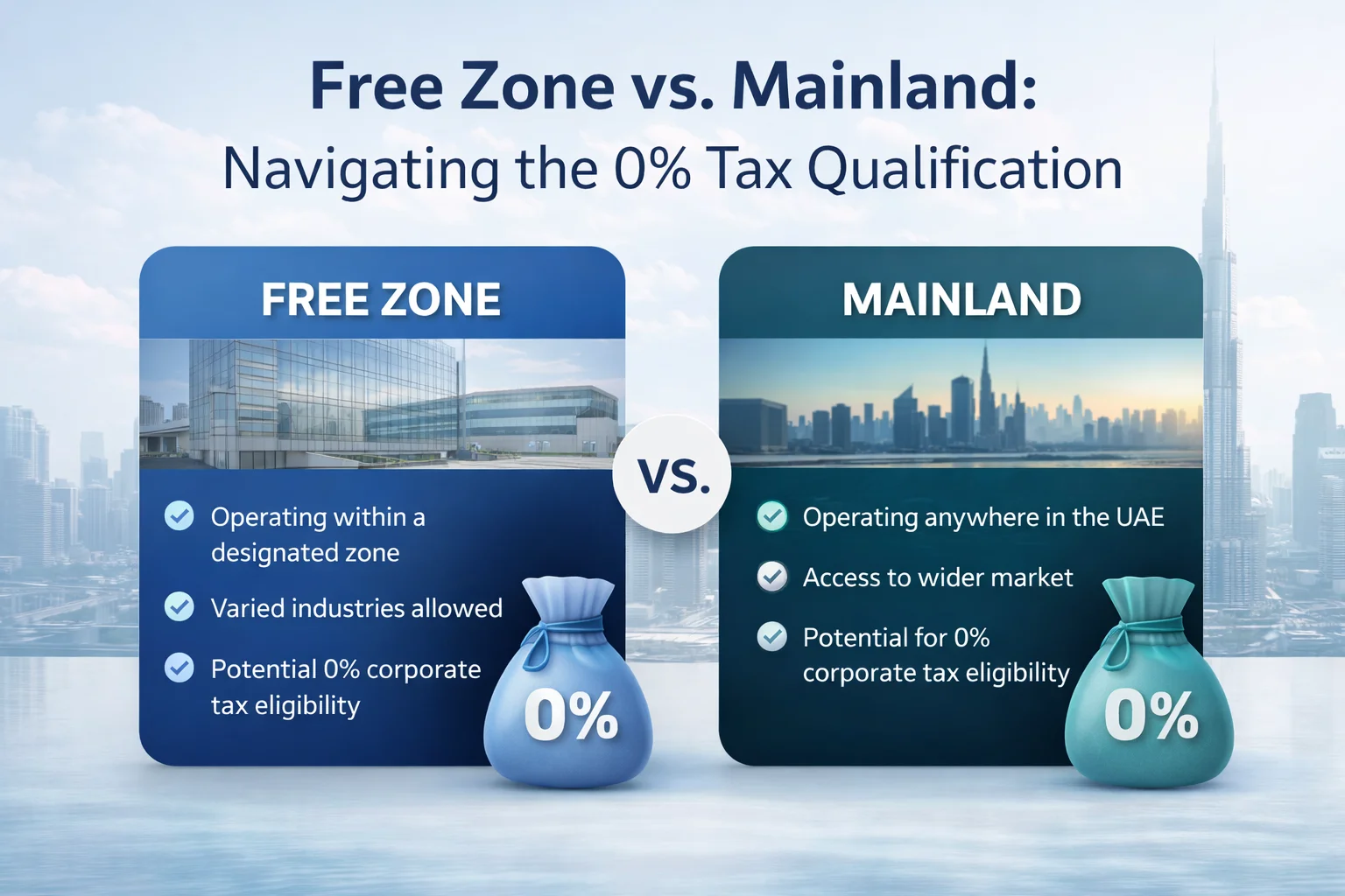 Free Zone vs. Mainland UAE 2026: How to Qualify for 0% Corporate Tax
